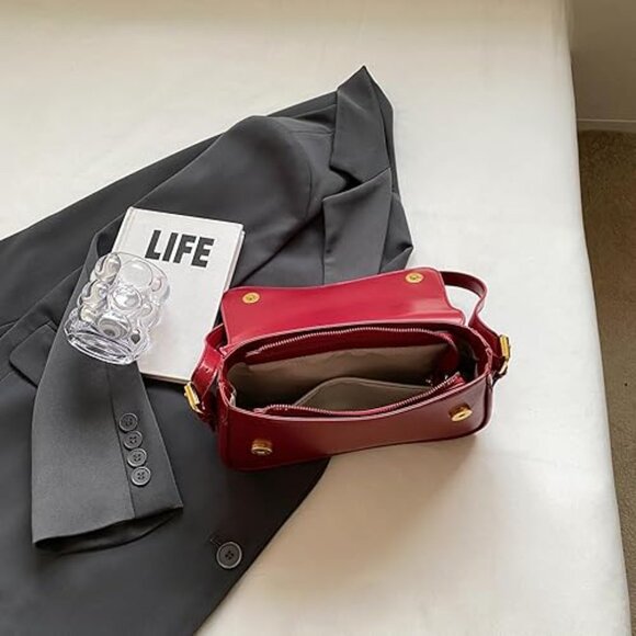 Neiman Marcus Red Vegan Leather Purse - Picture 3 of 4